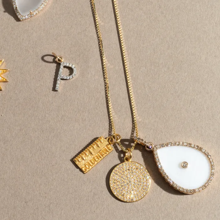 RACHEL LYNN CHICAGO Diamond P Letter Charm Charm Necklaces