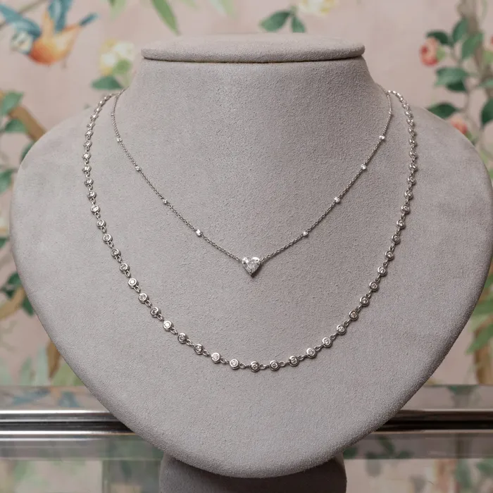 RACHEL LYNN CHICAGO Necklaces 18 Karat White Gold Bezel Diamond Chain Necklace