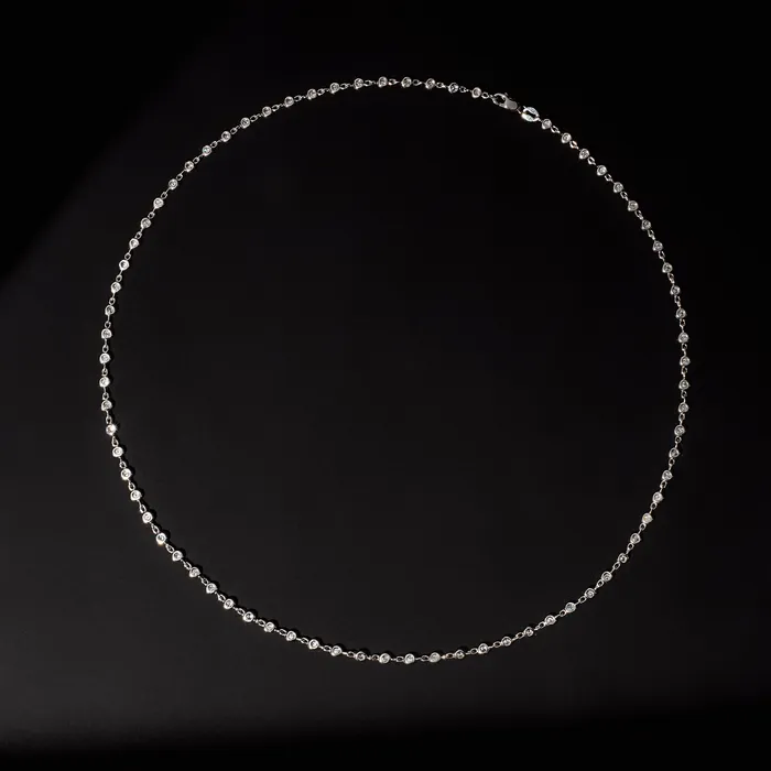 RACHEL LYNN CHICAGO Necklaces 18 Karat White Gold Bezel Diamond Chain Necklace