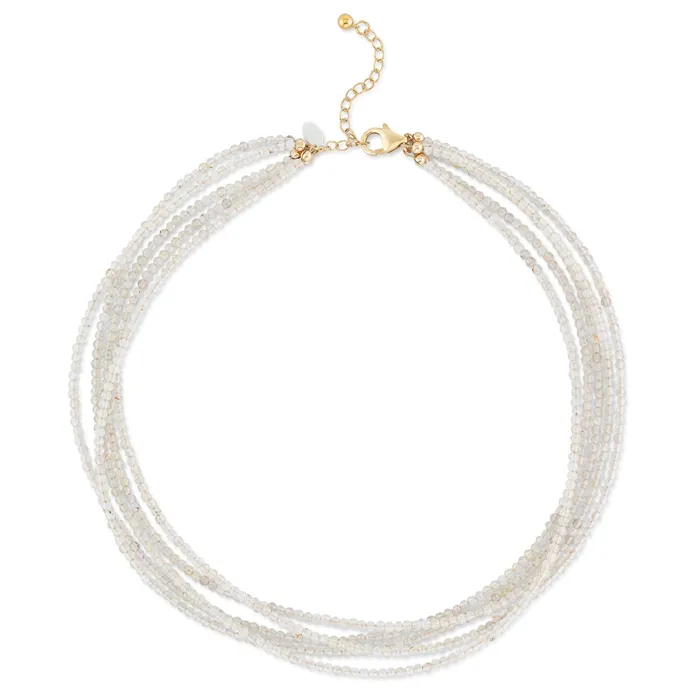 RACHEL LYNN CHICAGO Necklaces 2mm Itsy Sheer White Moonstone 5 Strand Beaded Necklace RACHEL LYNN CHICAGO Necklaces 2mm Itsy Sheer White Moonstone 5 Strand Beaded Necklace