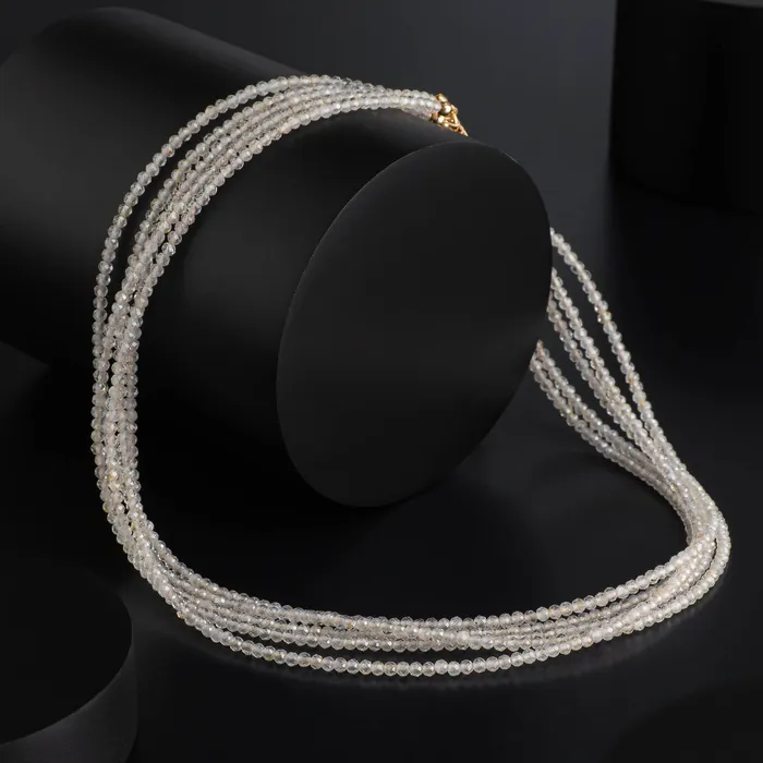 RACHEL LYNN CHICAGO Necklaces 2mm Itsy Sheer White Moonstone 5 Strand Beaded Necklace