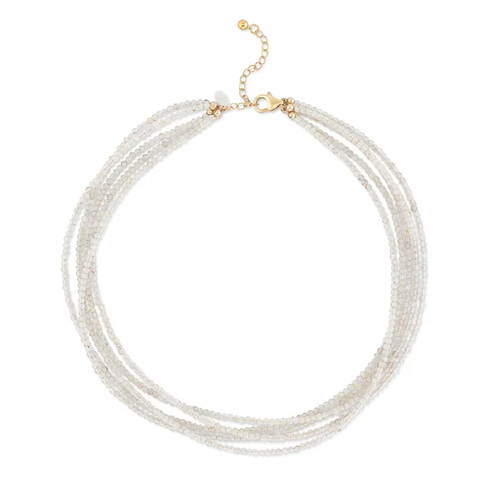 RACHEL LYNN CHICAGO Necklaces 2mm Itsy Sheer White Moonstone 5 Strand Beaded Necklace