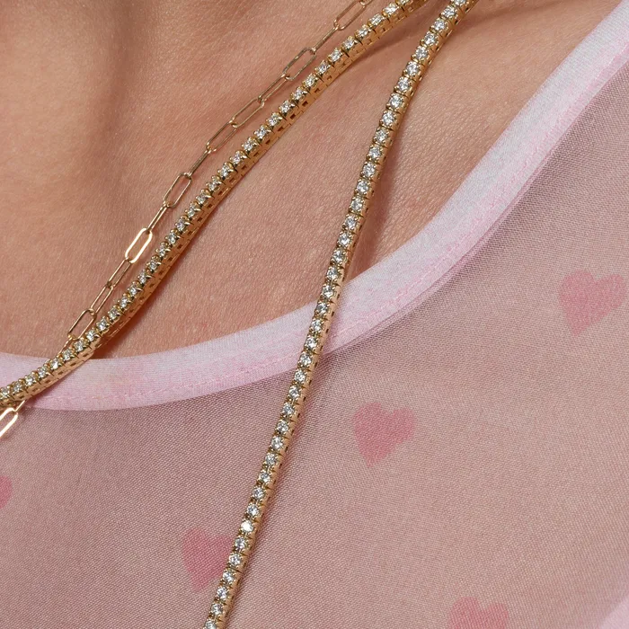RACHEL LYNN CHICAGO Necklaces All The Way Yellow Gold 495cts Diamond 1650 Tennis Choker Necklace