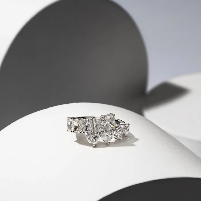 RACHEL LYNN CHICAGO Rings 18 Karat White Gold Radiant and Heart Diamond Bypass Ring