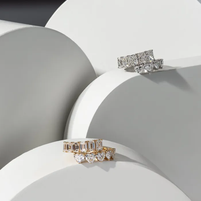 RACHEL LYNN CHICAGO Rings 18 Karat White Gold Radiant and Heart Diamond Bypass Ring