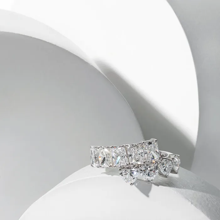 RACHEL LYNN CHICAGO Rings 18 Karat White Gold Radiant and Heart Diamond Bypass Ring