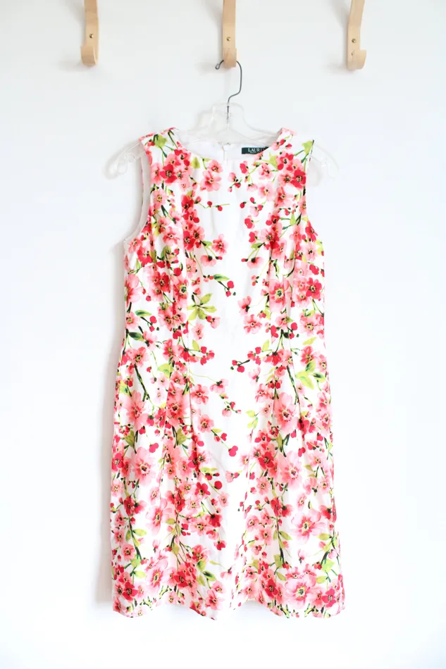 Ralph Lauren Rings Ralph Lauren White Pink Floral Dress 6