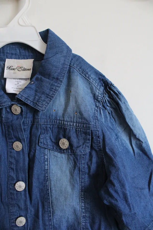 Rare Editions PreStyled Sets Rare Editions Chambray Puffed Sleeve Gold Studded Cropped Shirt Youth 14