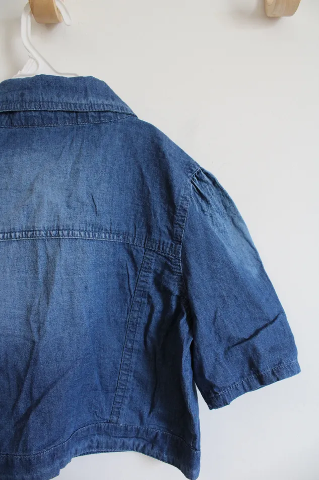 Rare Editions PreStyled Sets Rare Editions Chambray Puffed Sleeve Gold Studded Cropped Shirt Youth 14