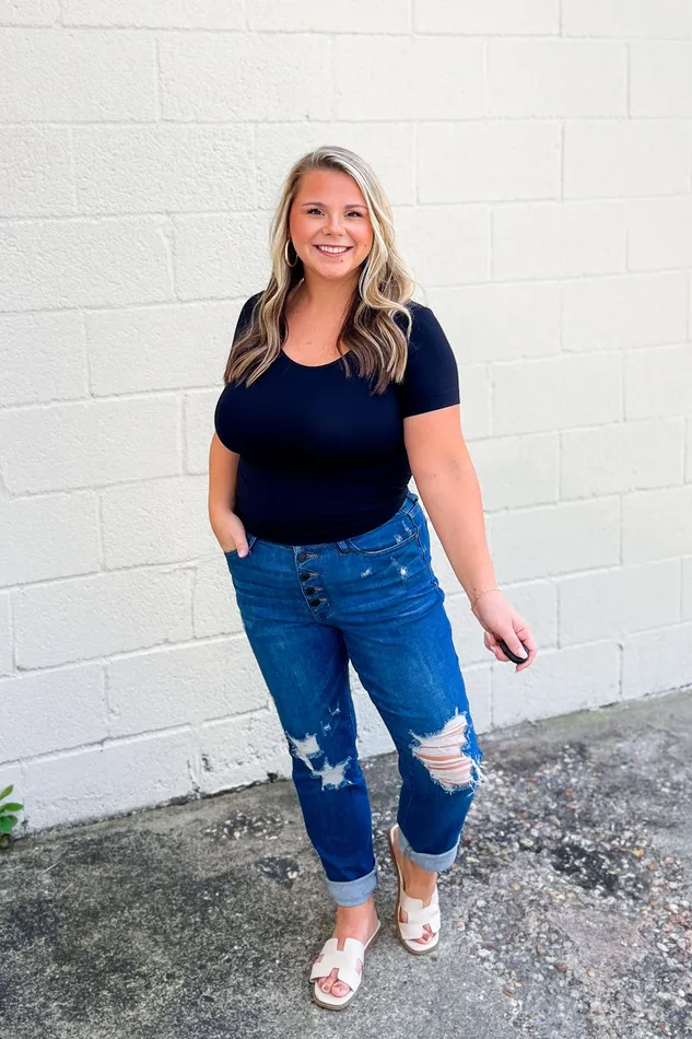 RESTOCK Seamless Reversible VNeck Short Sleeve Top Black Judson Rings