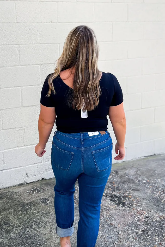 RESTOCK Seamless Reversible VNeck Short Sleeve Top Black Judson Rings