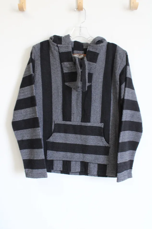 Retro Fit Black Gray Mexican Baja Hoodie S Retro Fit Rings