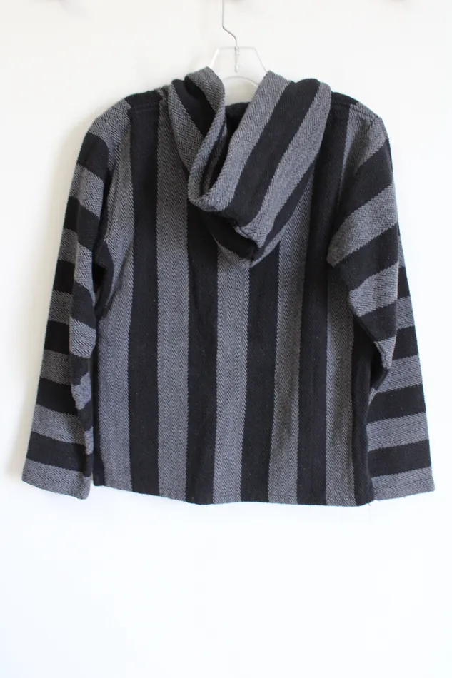 Retro Fit Black Gray Mexican Baja Hoodie S Retro Fit Rings