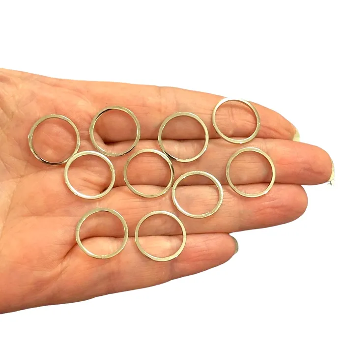Rhodium Plated 16mm Connector Rings 16mm Closed Rhodium Rings 10 pcs in a pack Peppy Beads Earrings Rhodium Plated 16mm Connector Rings 16mm Closed Rhodium Rings 10 pcs in a pack Peppy Beads Earrings