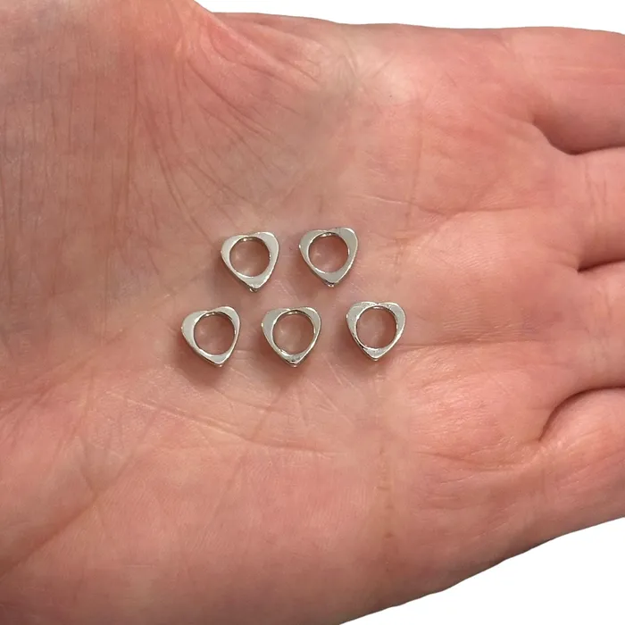 Rhodium Plated Hollow Heart Spacer Charms 5 pcs in a pack Peppy Beads Necklaces