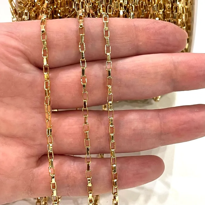Rings 24Kt Shiny Gold Plated Chain 4x2mm Open Links Peppy Beads