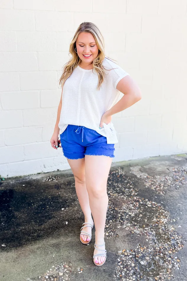 Rings A Way Out Waffle Knit Top White Umgee