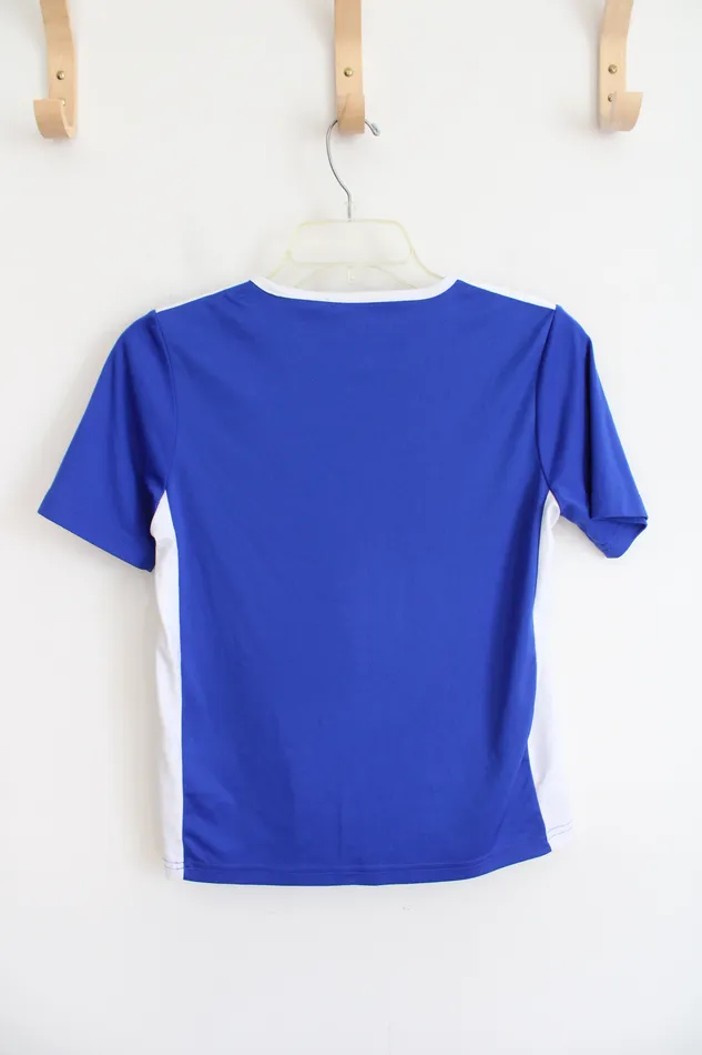 Rings Adidas Blue White Athletic Shirt Youth M 1012 Adidas