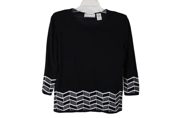 Rings Alfred Dunner Alfred Dunner Black Knit Sweater S Petite