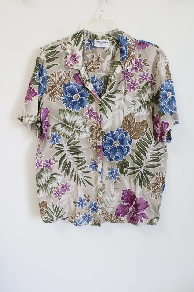 Rings Alfred Dunner Alfred Dunner Tan Floral Hawaiian Top 16