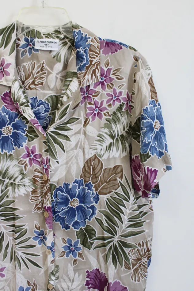 Rings Alfred Dunner Alfred Dunner Tan Floral Hawaiian Top 16