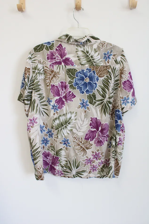 Rings Alfred Dunner Alfred Dunner Tan Floral Hawaiian Top 16