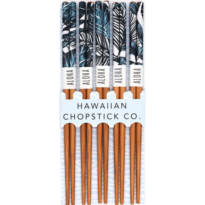 Rings ALOHACHOPSTICKS Hawaii Chopstick Company Blue Banana Leaf Reusable Bamboo Chopsticks