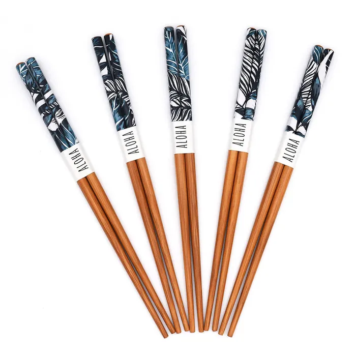 Rings ALOHACHOPSTICKS Hawaii Chopstick Company Blue Banana Leaf Reusable Bamboo Chopsticks