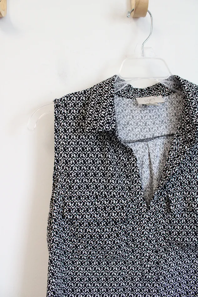 Rings Ann Taylor LOFT LOFT Black White Patterned Sleeveless Top S