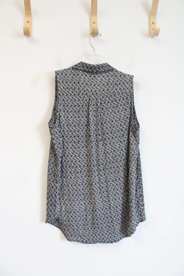 Rings Ann Taylor LOFT LOFT Black White Patterned Sleeveless Top S
