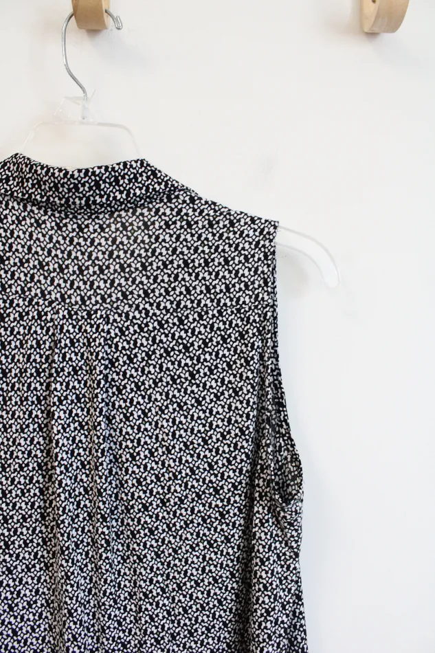Rings Ann Taylor LOFT LOFT Black White Patterned Sleeveless Top S