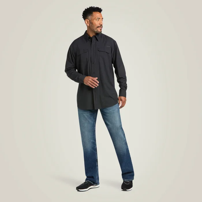 Rings ARIAT MENS CLOTHING ARIAT MENS VENTTEK OUTBOUND CLASSIC LONG SLEEVE SHIRT BLACK