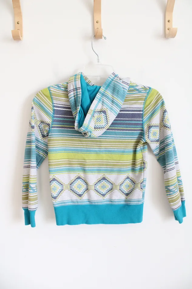 Rings Arizona Arizona Green Blue Aztec Patterned Full Zip Jacket Youth M 1012