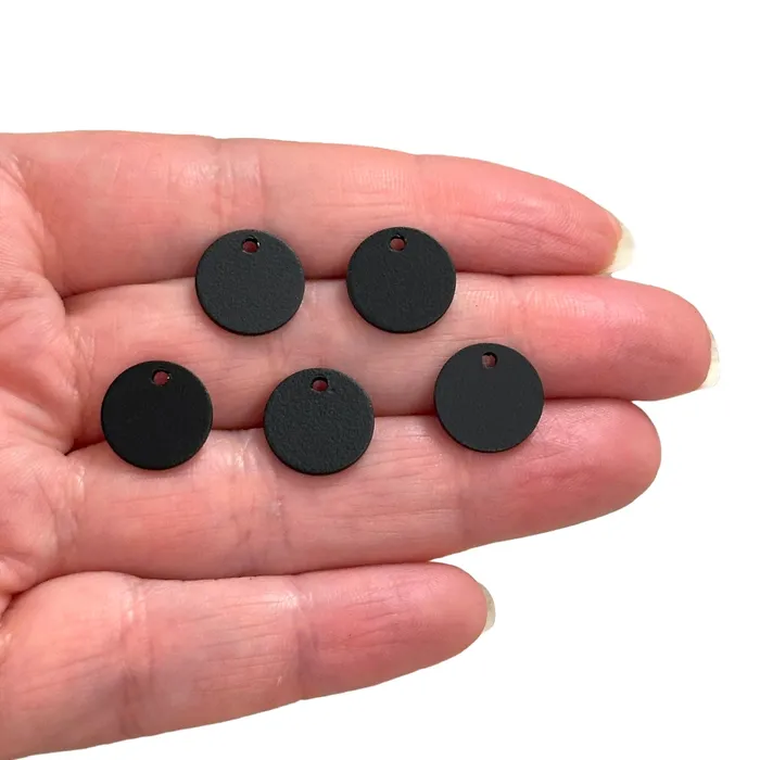Rings Black Plated 12mm Round Tag Charms Black Round Tag Charms 5 pcs in a pack Peppy Beads Rings Black Plated 12mm Round Tag Charms Black Round Tag Charms 5 pcs in a pack Peppy Beads
