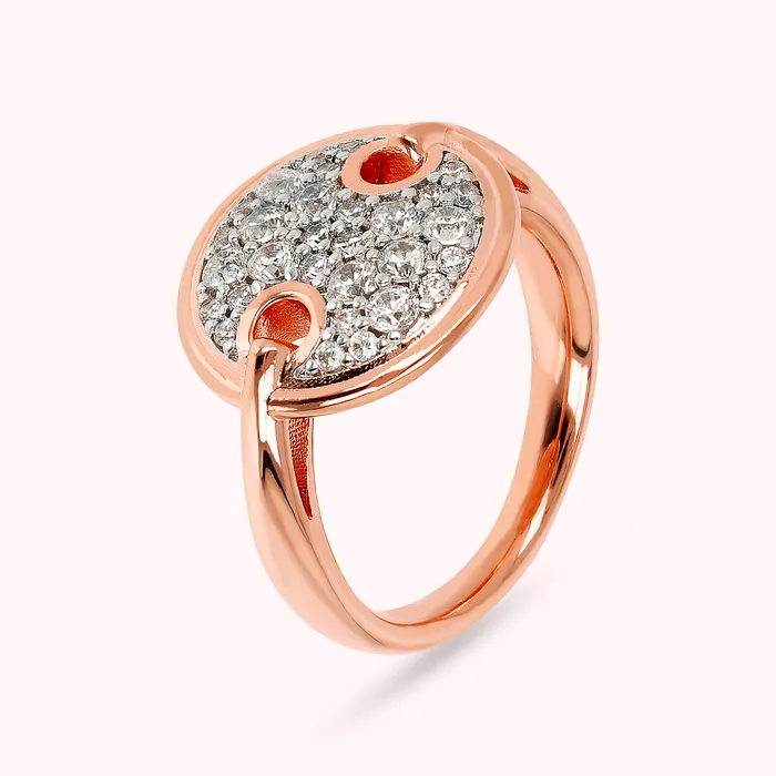 Rings Bronzallure Anello Cocktail con Elemento Tondo Pav in Cubic Zirconia