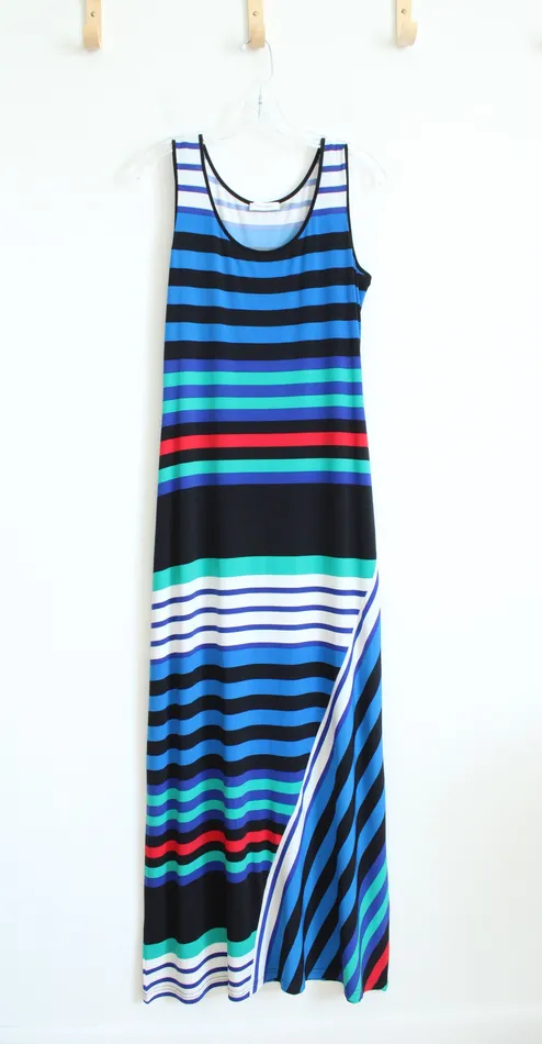 Rings Calvin Klein Calvin Klein Black Striped Maxi Tank Dress 6
