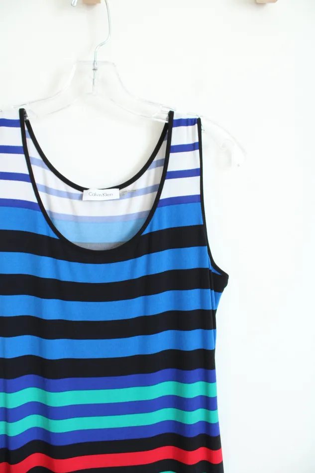 Rings Calvin Klein Calvin Klein Black Striped Maxi Tank Dress 6