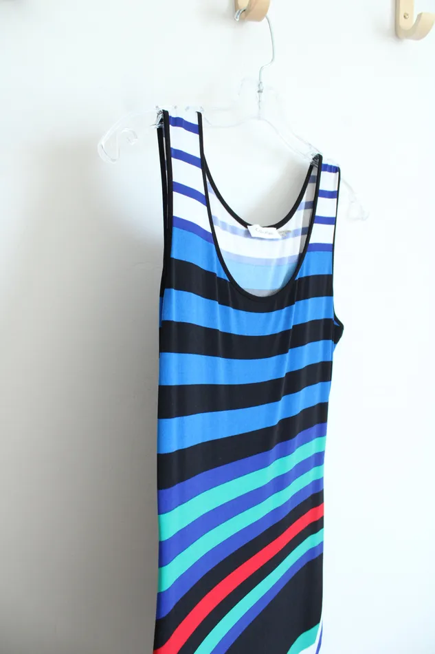 Rings Calvin Klein Calvin Klein Black Striped Maxi Tank Dress 6