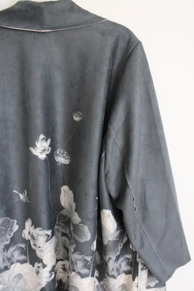 Rings Chelsea Theodore Chelsea Theodore Gray Floral Sueded Cardigan Jacket 3X