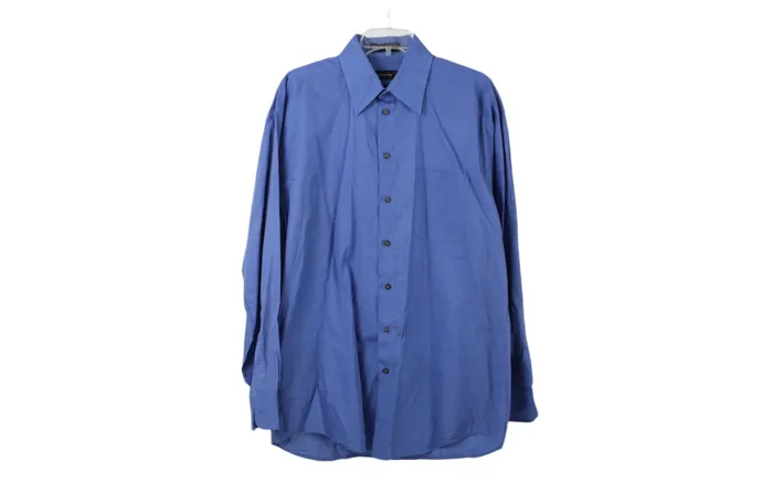 Rings Claiborne TWeave Blue Button Down L Claiborne