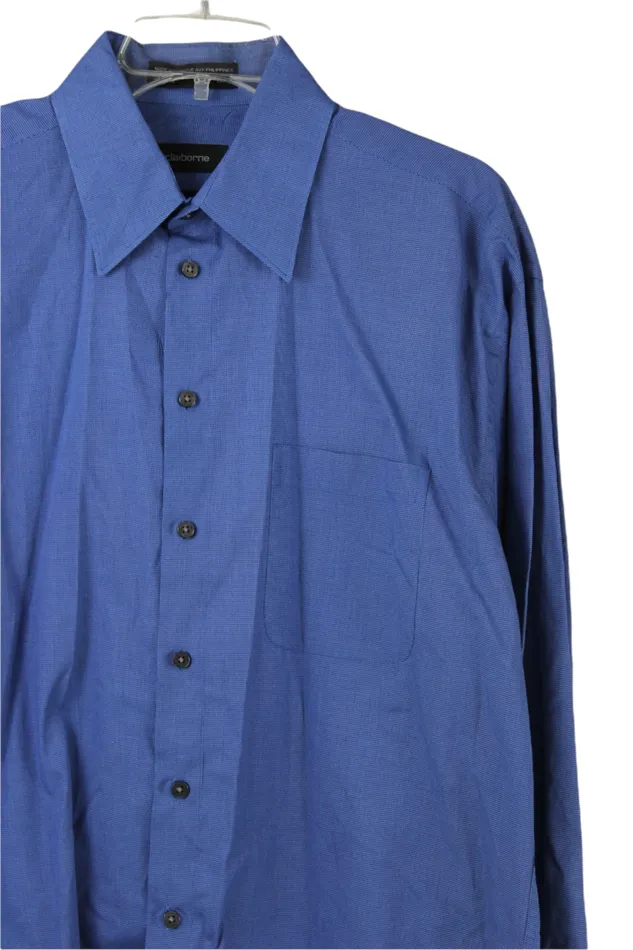 Rings Claiborne TWeave Blue Button Down L Claiborne