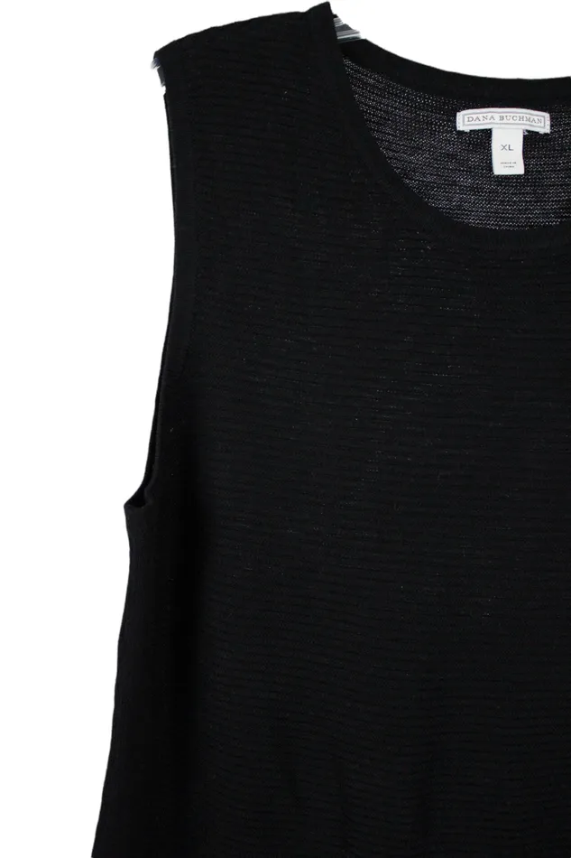 Rings Dana Buchman Black Ribbed Sweater Vest XL Dana Buchman
