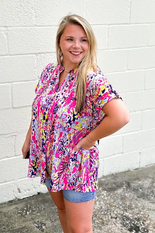 Rings Dear Scarlett Lively Love Floral Top Pink Multi