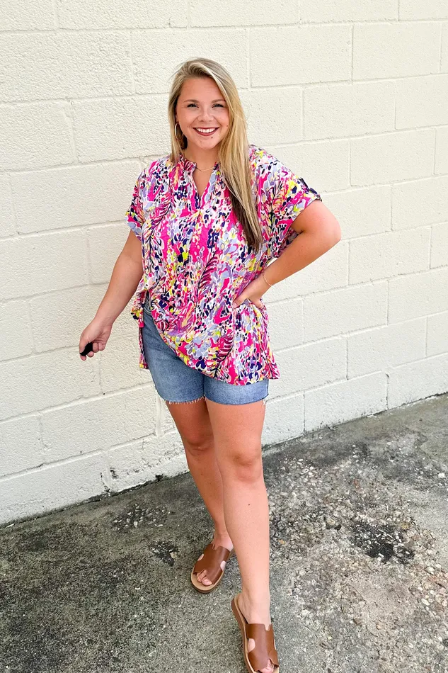 Rings Dear Scarlett Lively Love Floral Top Pink Multi