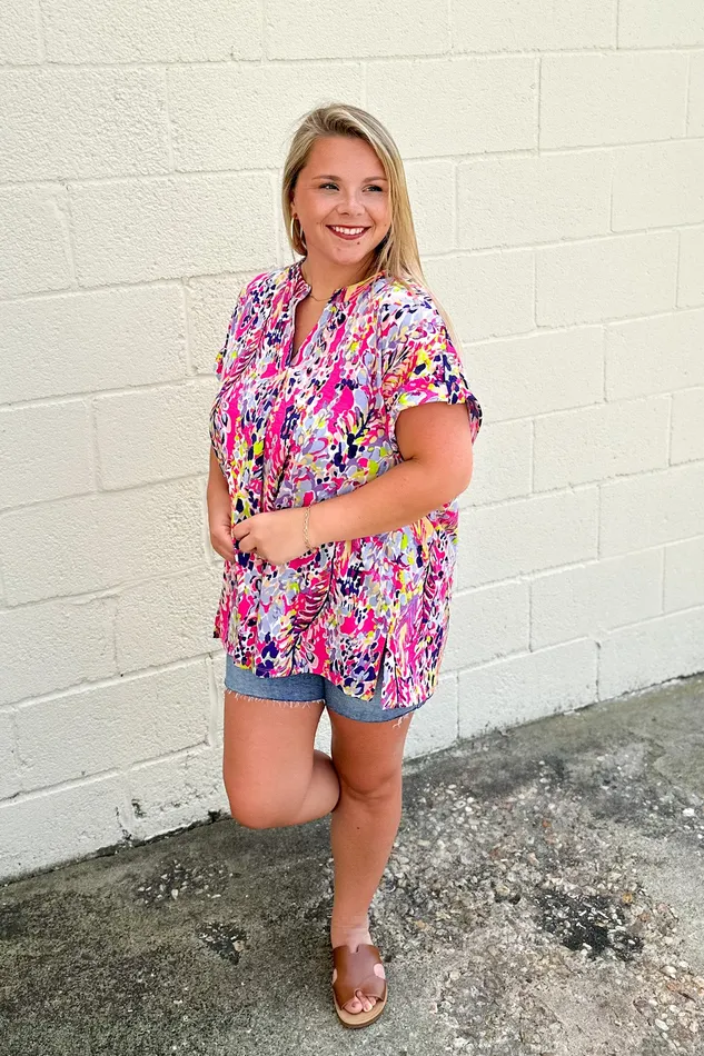 Rings Dear Scarlett Lively Love Floral Top Pink Multi