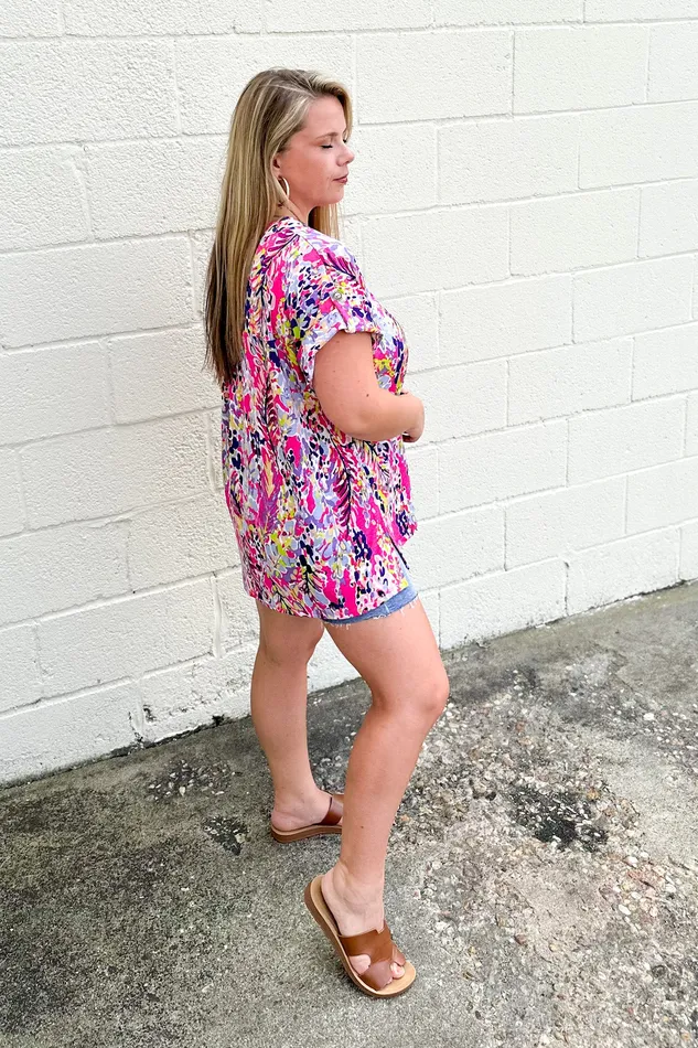 Rings Dear Scarlett Lively Love Floral Top Pink Multi