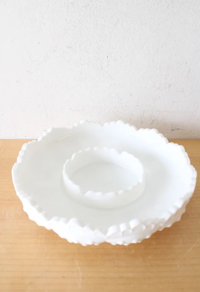 Rings Fenton Fenton Hobnail Milk White Chip Dip Dish