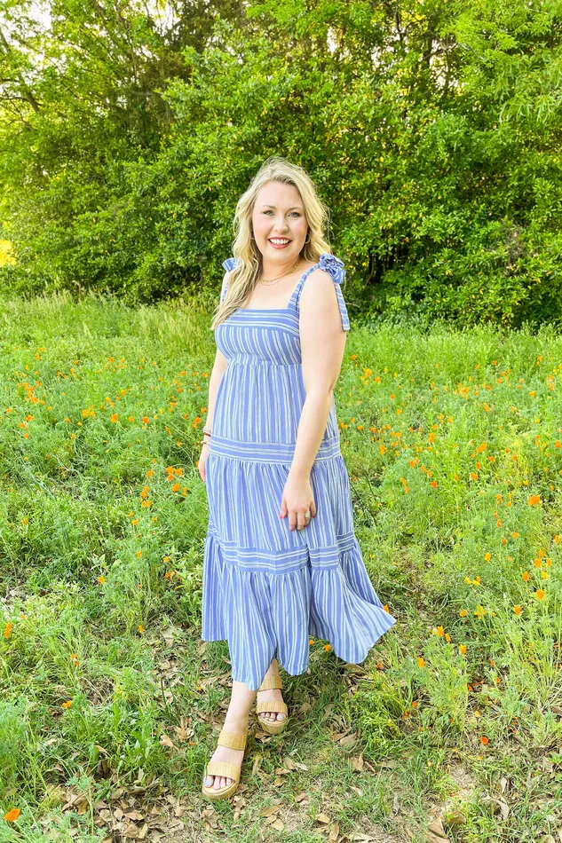 Rings Gilli Walking By You Striped Midi Dress BlueWhite