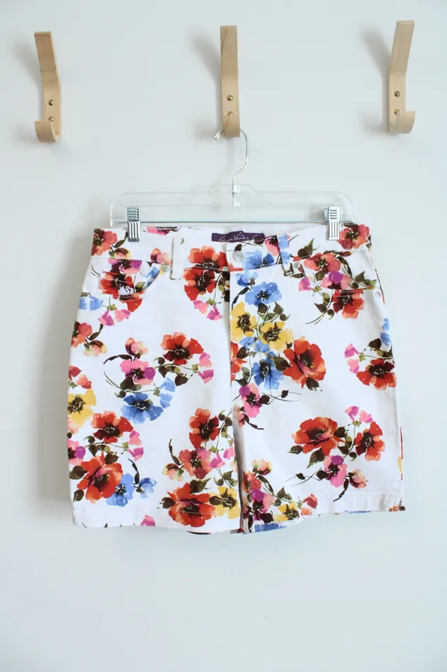 Rings Gloria Vanderbilt Gloria Vanderbilt White Floral Amanda Shorts 10