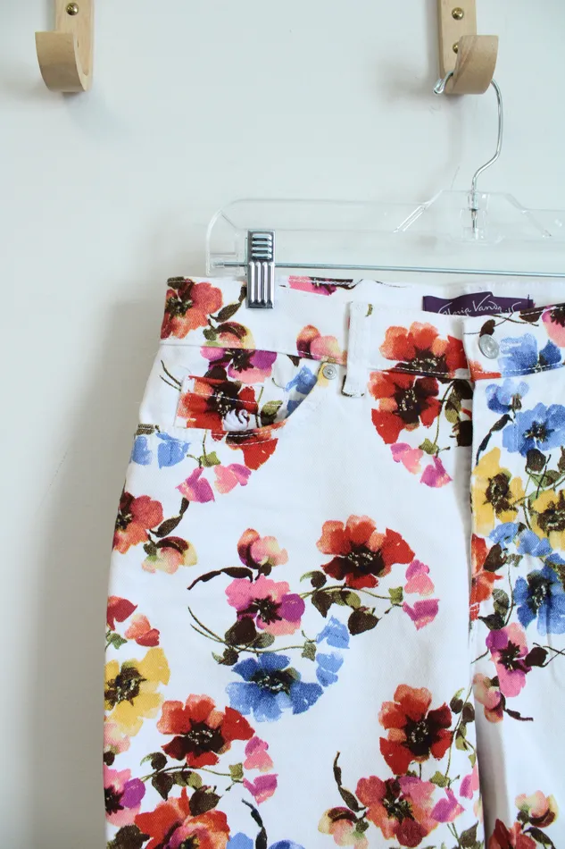 Rings Gloria Vanderbilt Gloria Vanderbilt White Floral Amanda Shorts 10